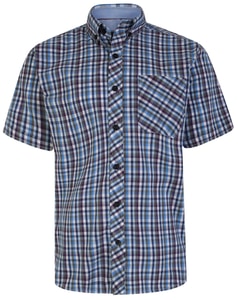 KAM Premium Stretch Check Shirt Blue